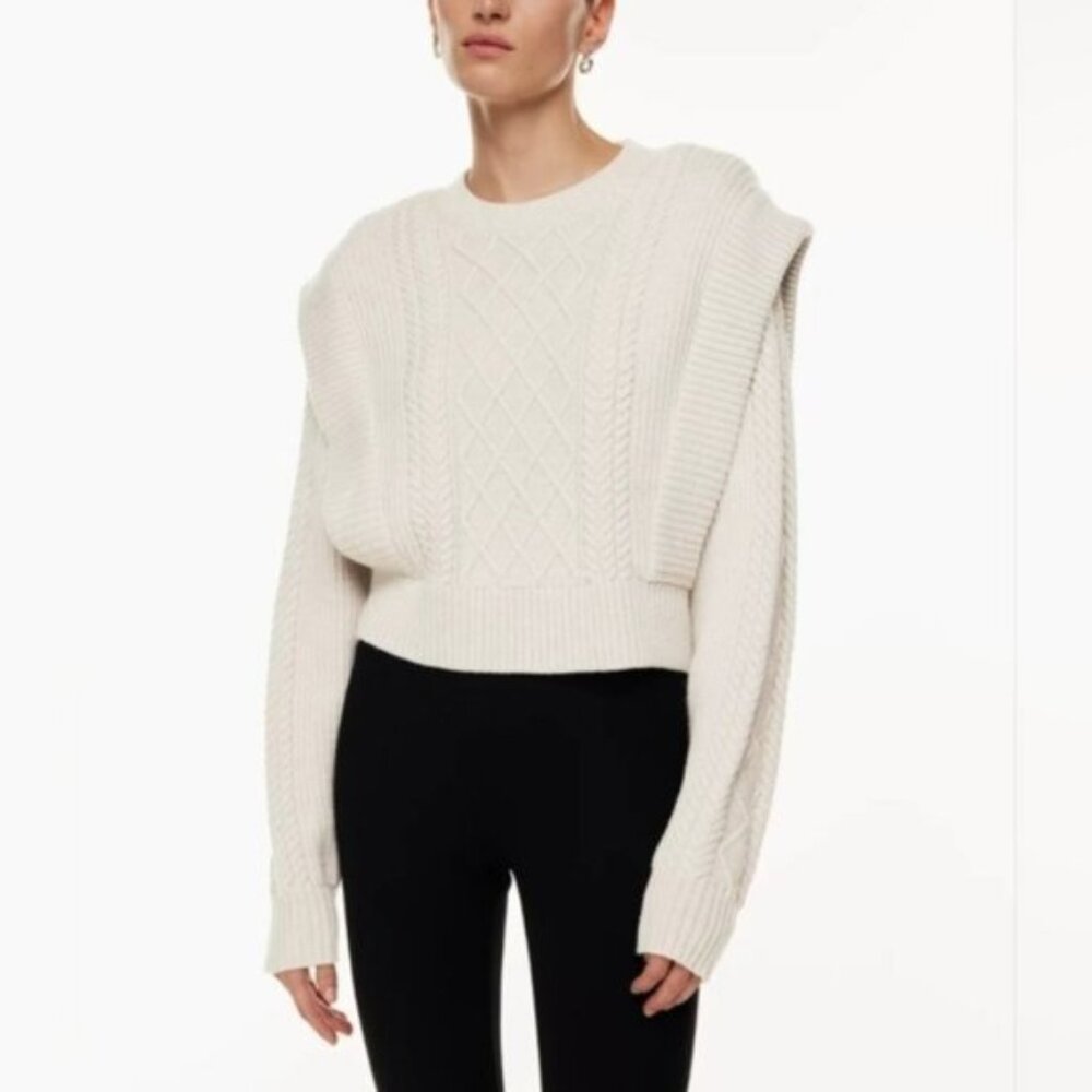 Like new BABATON Seek Sweater Wool Chunky Knit Heather Birch Vest XXS  Aritzia